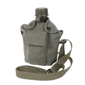 Vintage Canvas Carry-All Canteen Cover With Shoulder Strap
