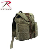 Stone Washed Canvas Backpack w/ Leather Accents