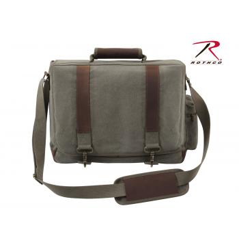 Vintage Canvas Pathfinder Laptop Bag With Leather Accents