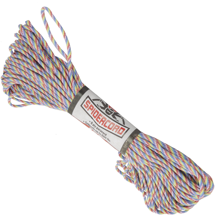 Spider Cord 600 Lb Paracord 100 Ft -Rainbow