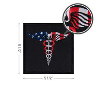 Caduceus Medical Symbol American Flag Patch with Hook Back