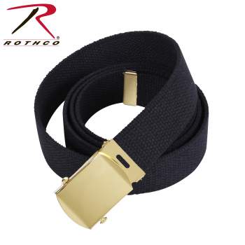 Military Web Belts - 74 Inches (Black / Gold Buckle)