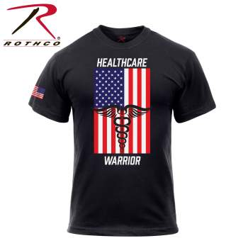 Healthcare Warrior US Flag T-Shirt - Black