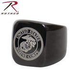 Stainless Steel USMC Eagle, Globe and Anchor Ring - Black