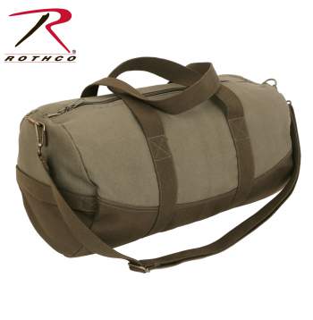 Two-Tone Canvas Duffle Bag With Brown Bottom